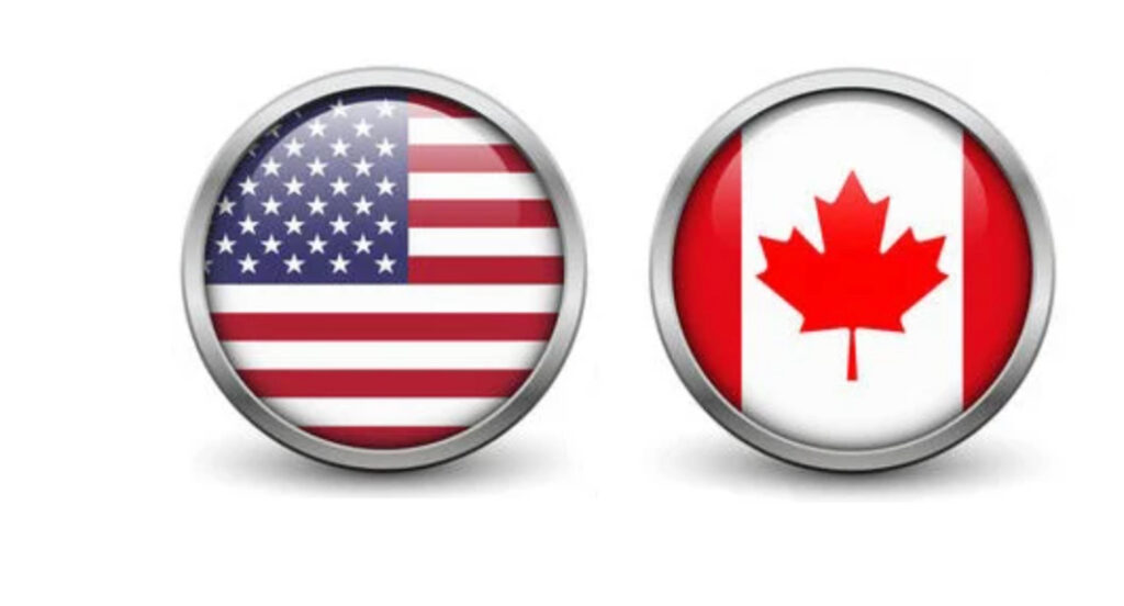 Flag buttons USA and Canada